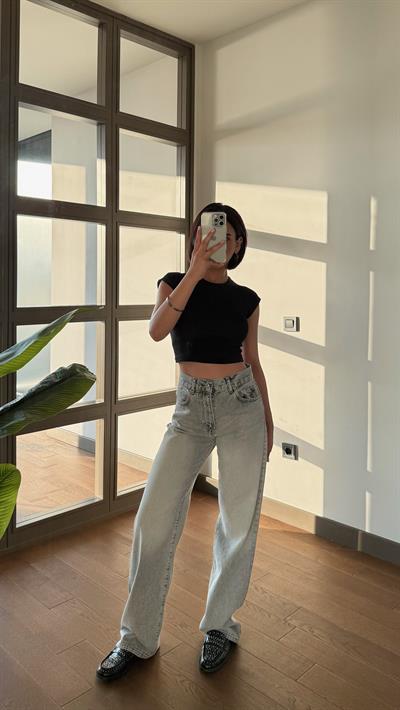 Loose Fit Gri Jean