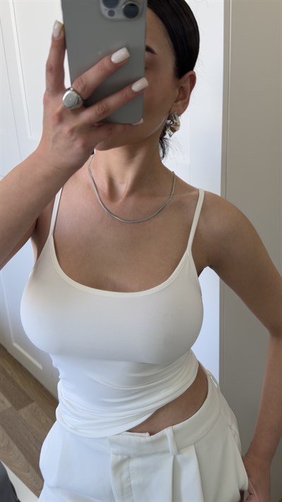 Orjinal Marka Askılı Bluz - Beyaz