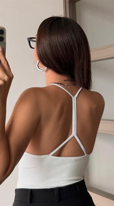 Sırtı Çapraz Askılı Beyaz Body