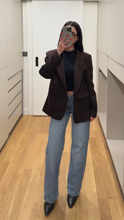 Trend Hakim Yaka Kahve Blazer Ceket