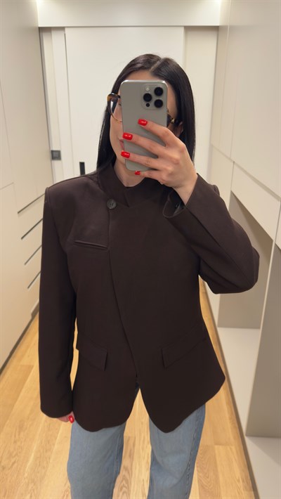 Trend Hakim Yaka Kahve Blazer Ceket