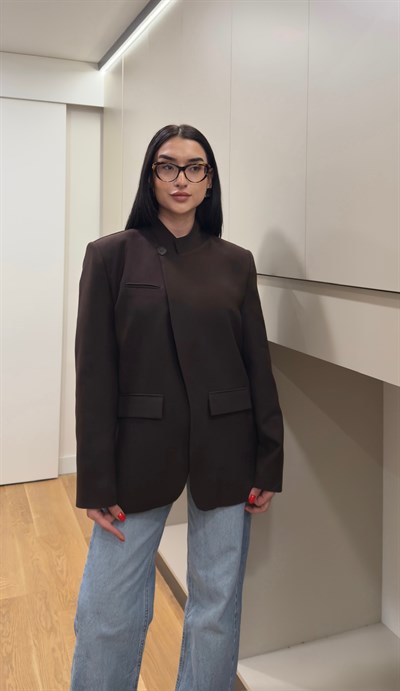 Trend Hakim Yaka Kahve Blazer Ceket