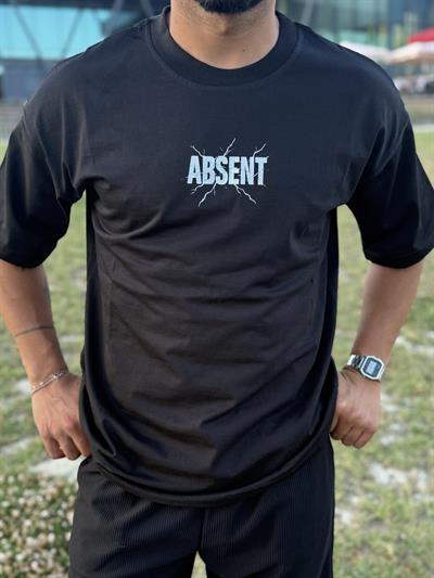 Absent Baskılı Siyah Regular Kalıp T-Shirt