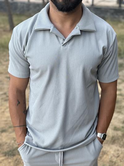 Gri Polo Yaka T-Shirt