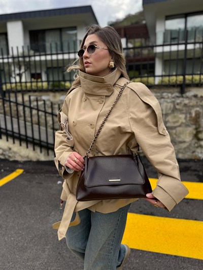 Acı Kahve Clutch Zincir Askılı Mila Çanta