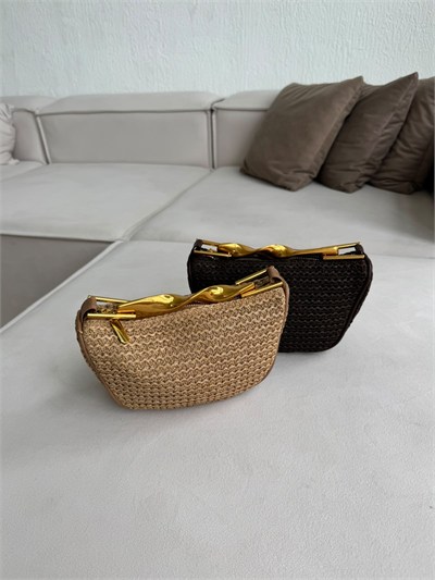 Acı Kahve Hasır Gold Saplı Zr Model Çanta
