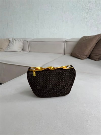 Acı Kahve Hasır Gold Saplı Zr Model Çanta