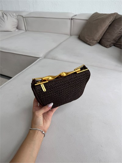 Acı Kahve Hasır Gold Saplı Zr Model Çanta
