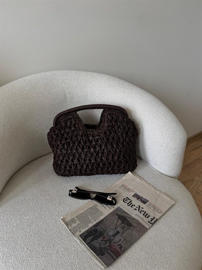 Acı Kahve Hasır Mng Clutch Çanta
