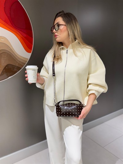 Acı Kahve Mini Trok Detaylı Çapraz Askılı Lois Çanta