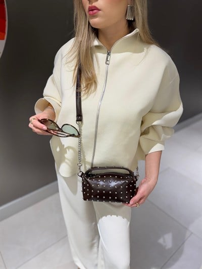 Acı Kahve Mini Trok Detaylı Çapraz Askılı Lois Çanta