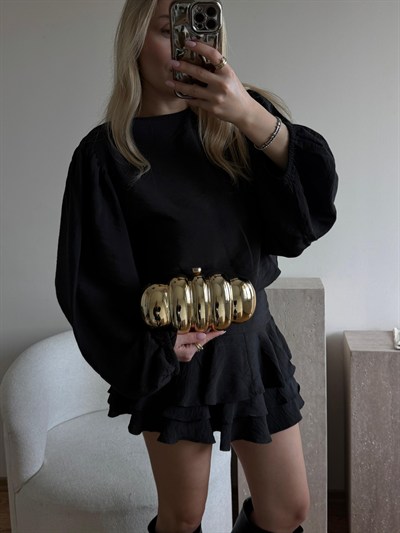 Altın Sarısı Bloom Plaka Çanta