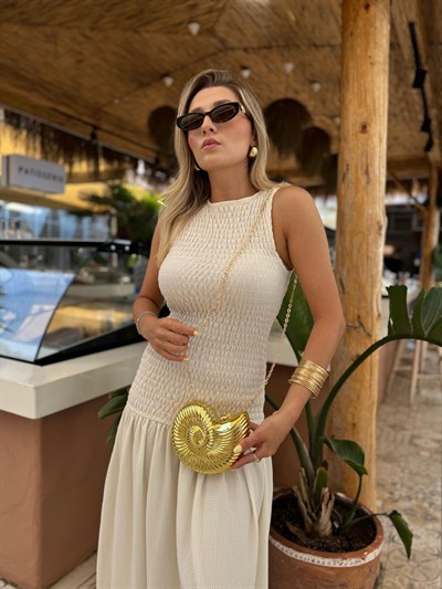 Altın Sarısı Seashell Sert Plaka Çanta