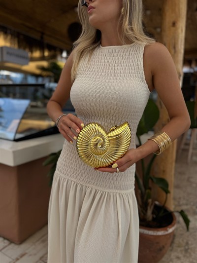 Altın Sarısı Seashell Sert Plaka Çanta