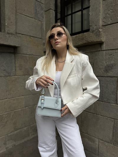 Bebe Mavisi Toka Detaylı Çapraz Askılı Muadil Çanta