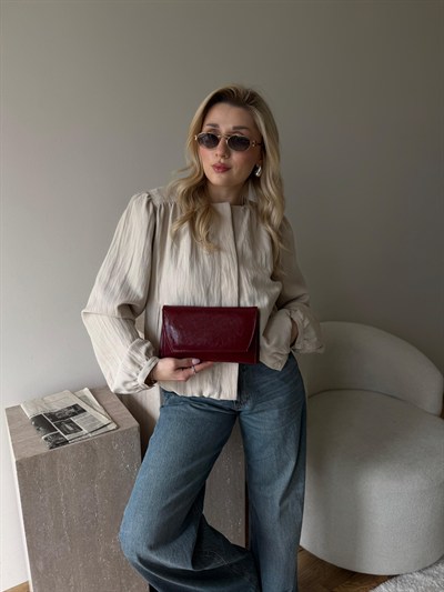 Bordo Clutch Zincirli Nicole Çanta