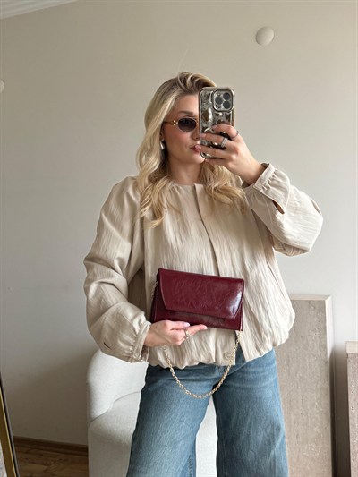 Bordo Clutch Zincirli Nicole Çanta
