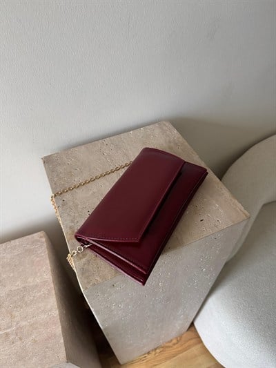 Bordo Clutch Zincirli Nicole Çanta