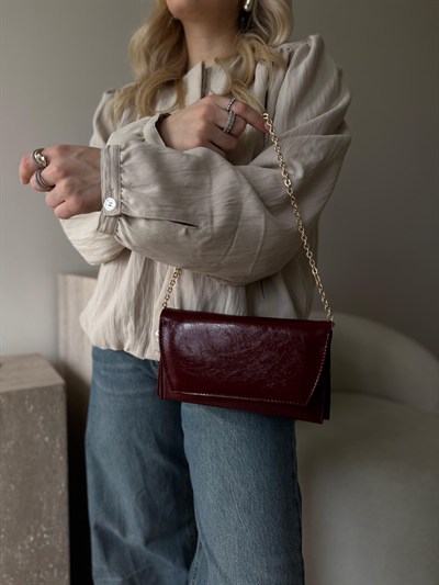 Bordo Clutch Zincirli Nicole Çanta