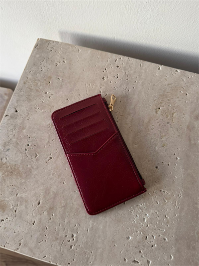 Bordo Fermuarlı Kartlık
