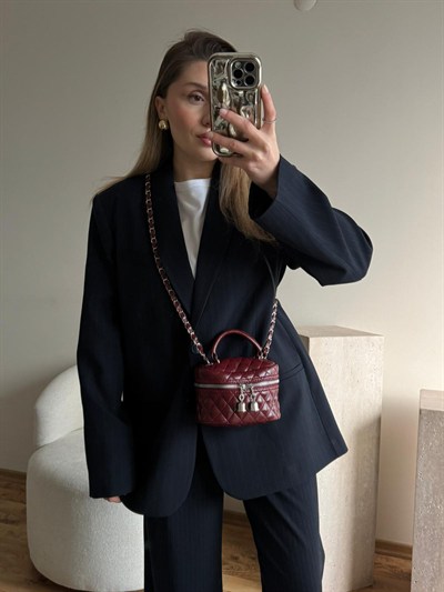 Bordo Kapitone Çapraz Askılı Rosy Çanta