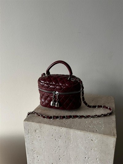 Bordo Kapitone Çapraz Askılı Rosy Çanta