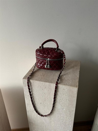 Bordo Kapitone Çapraz Askılı Rosy Çanta