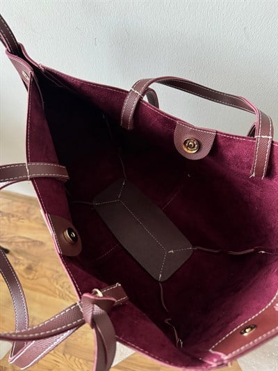 Bordo Polene Geniş Omuz Çantası