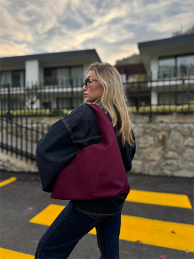 Bordo Süet Stradi Çanta