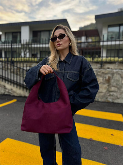 Bordo Süet Stradi Çanta