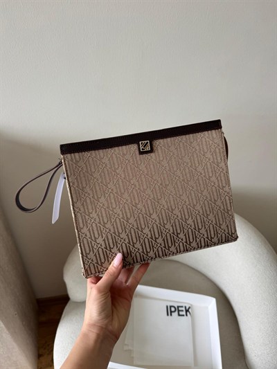 Camel Desenli Clutch Marka Model Çanta