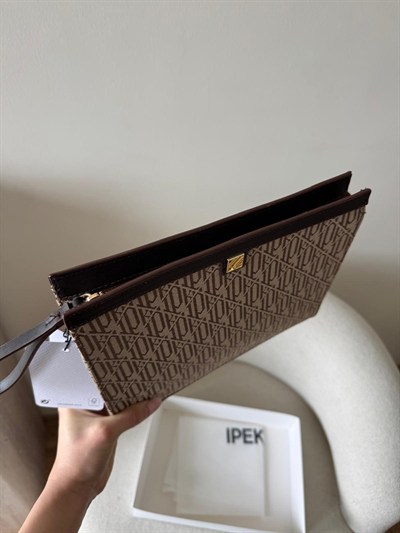 Camel Desenli Clutch Marka Model Çanta