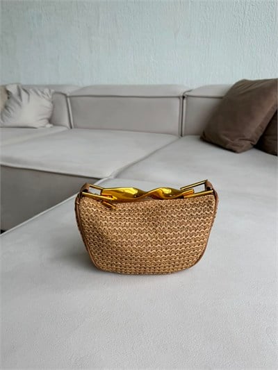 Camel Hasır Gold Saplı Zr Model Çanta