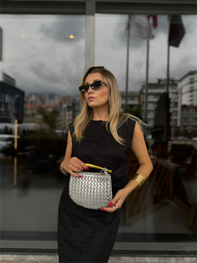 Gümüş Botte Örgü Desen Çanta