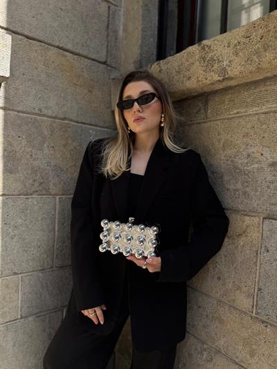 Gümüş Heel Sert Plaka Çanta