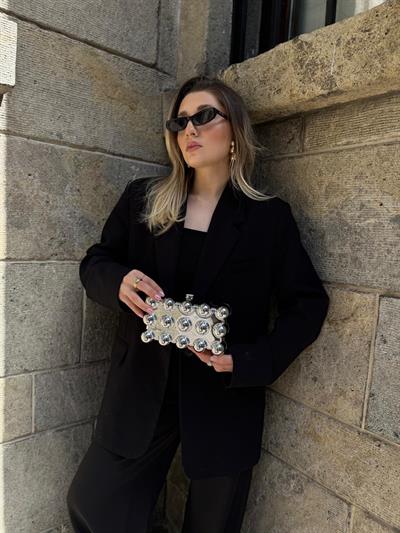 Gümüş Heel Sert Plaka Çanta