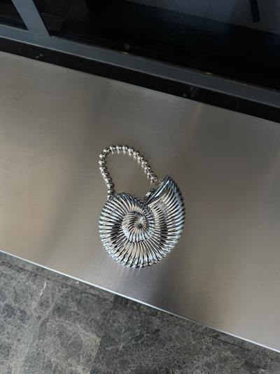 Gümüş Seashell Sert Plaka Çanta