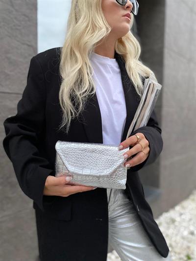 Gümüş Zra Model Clutch Çanta