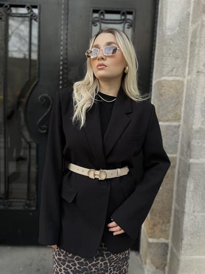 Krem Marka Model Büyük Tokalı Kemer