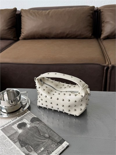 Krem Metal Troklu Berry Çanta