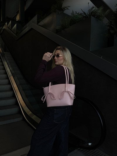 Pembe Kurdele Detaylı Dina Omuz Çantası