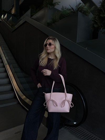 Pembe Kurdele Detaylı Dina Omuz Çantası