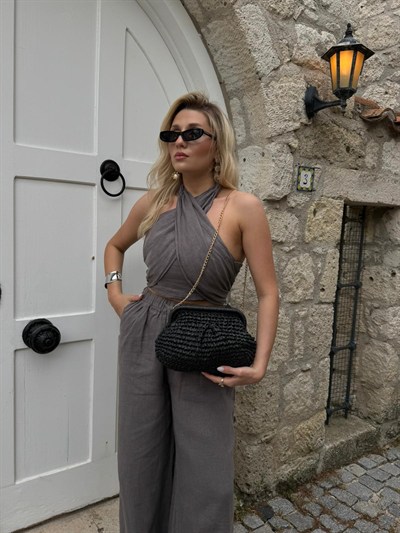 Siyah Clutch Hasır Çanta