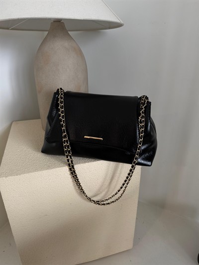Siyah Clutch Zincir Askılı Mila Çanta