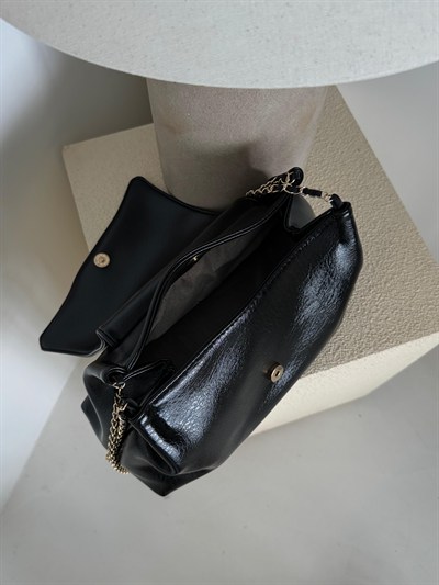 Siyah Clutch Zincir Askılı Mila Çanta