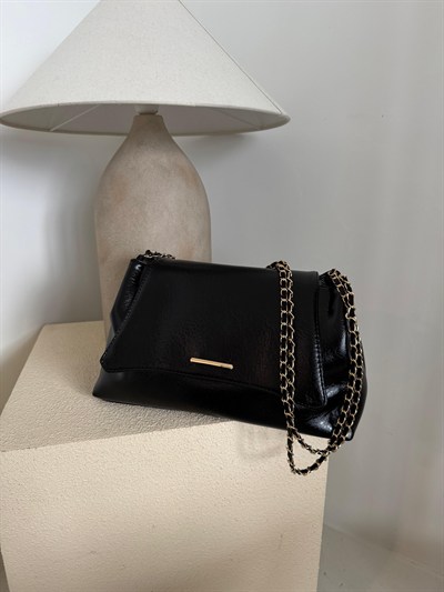 Siyah Clutch Zincir Askılı Mila Çanta
