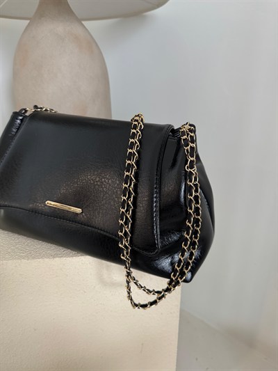 Siyah Clutch Zincir Askılı Mila Çanta