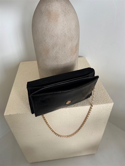 Siyah Clutch Zincirli Nicole Çanta