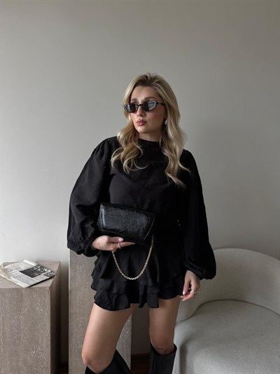 Siyah Clutch Zincirli Nicole Çanta