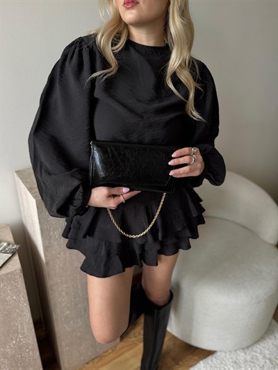 Siyah Clutch Zincirli Nicole Çanta
